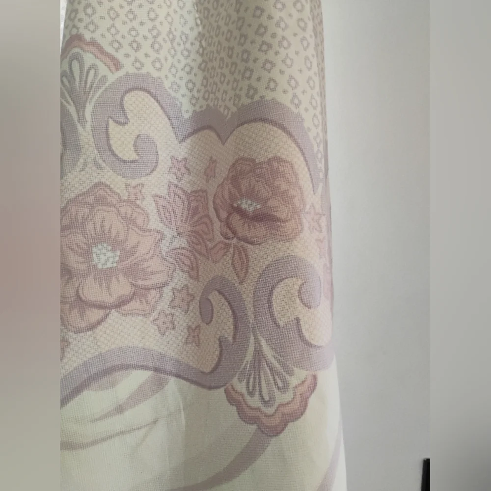 Source Unknown Cream and Pink Accent Curtains